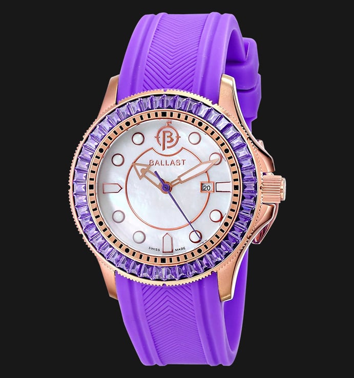 Ballast Vanguard BL-5101-0A Mother Of Pearl Dial Purple Rubber Strap
