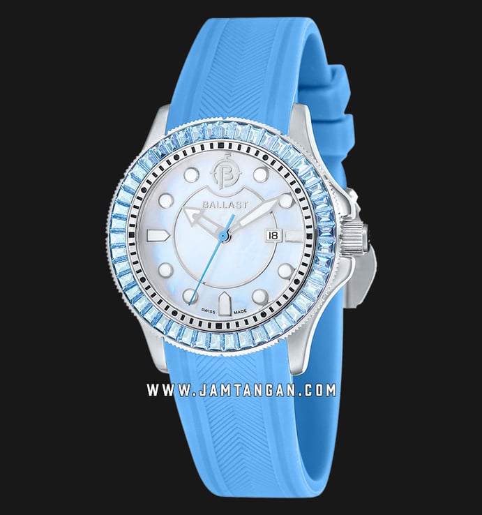 Ballast Vanguard BL-5101-0B Ladies Mother Of Pearl Dial Blue Rubber Strap