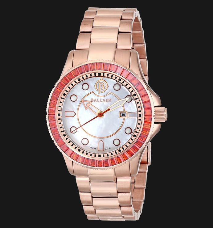 Ballast Vanguard BL-5101-44 Mother Of Pearl Dial Rose Gold Stainless Steel Strap