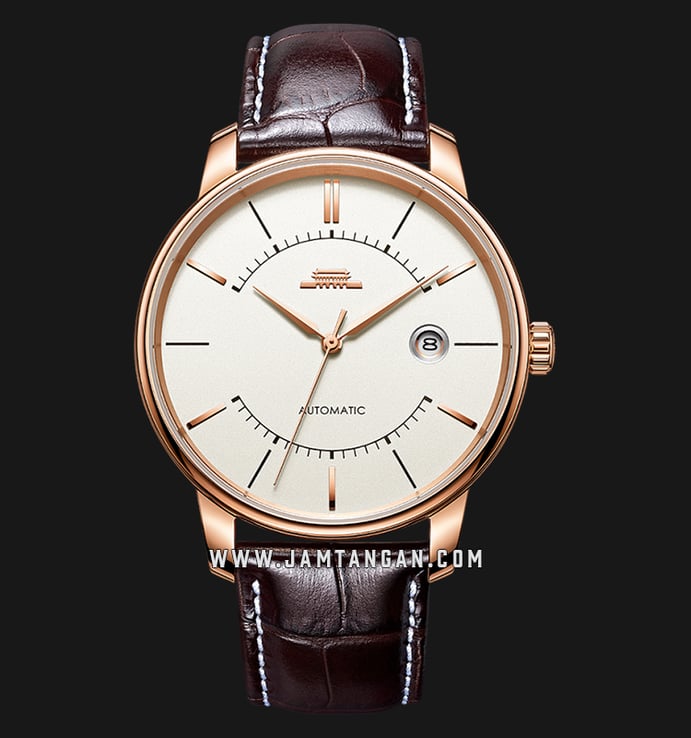 Beijing BG030002 Architectural Man Silver Dial Brown Leather Strap