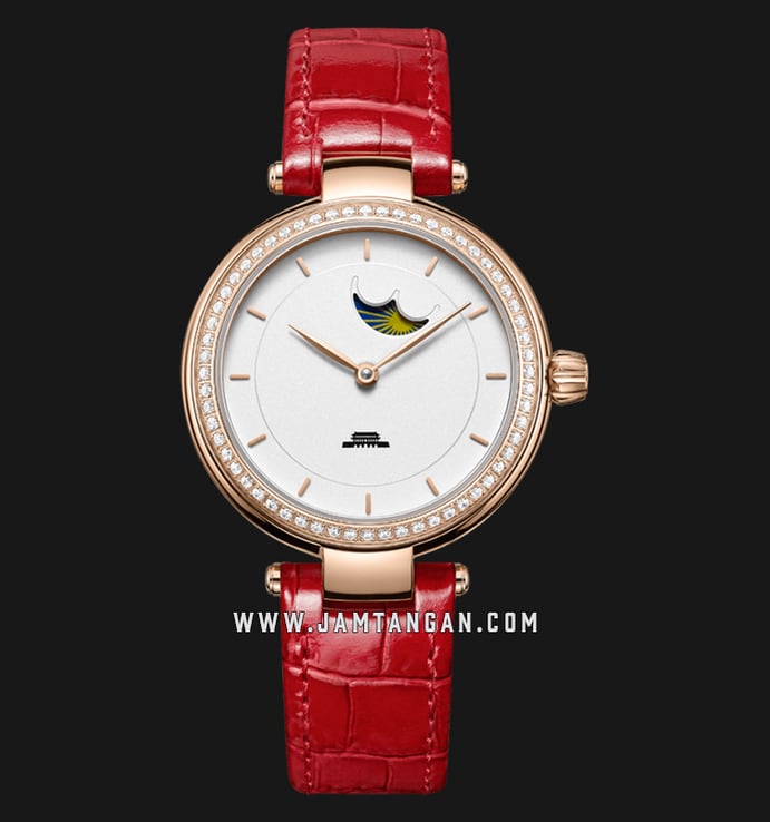 Beijing BL020008 Inspiration Ladies White Dial Red Leather Strap