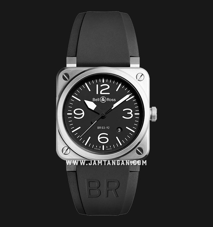 Bell & Ross BR 03-92 BR0392-BLC-ST Automatic Black Dial Black Rubber