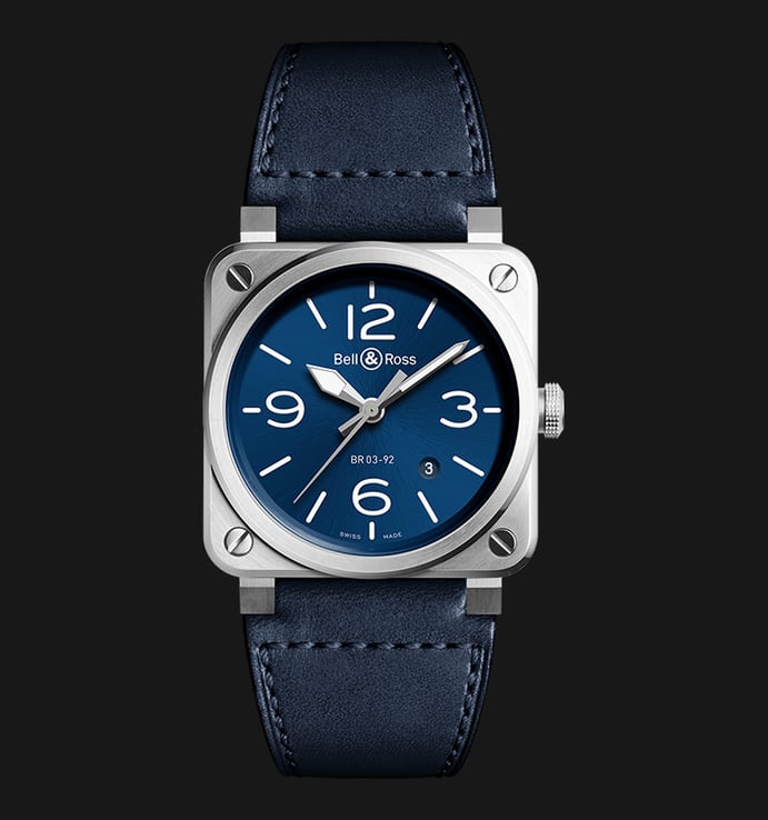 Bell & Ross BR 03-92 BR0392-BLU-ST/SCA Automatic Blue Sunray Dial Canvas Leather Strap