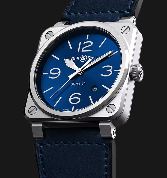 Bell & Ross BR 03-92 BR0392-BLU-ST/SCA Automatic Blue Sunray Dial Canvas Leather Strap