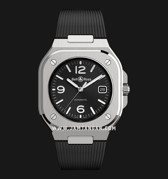 Bell & Ross BR 05 BR05A-BL-ST/SRB Automatic Black Sunray Dial Black Rubber Strap