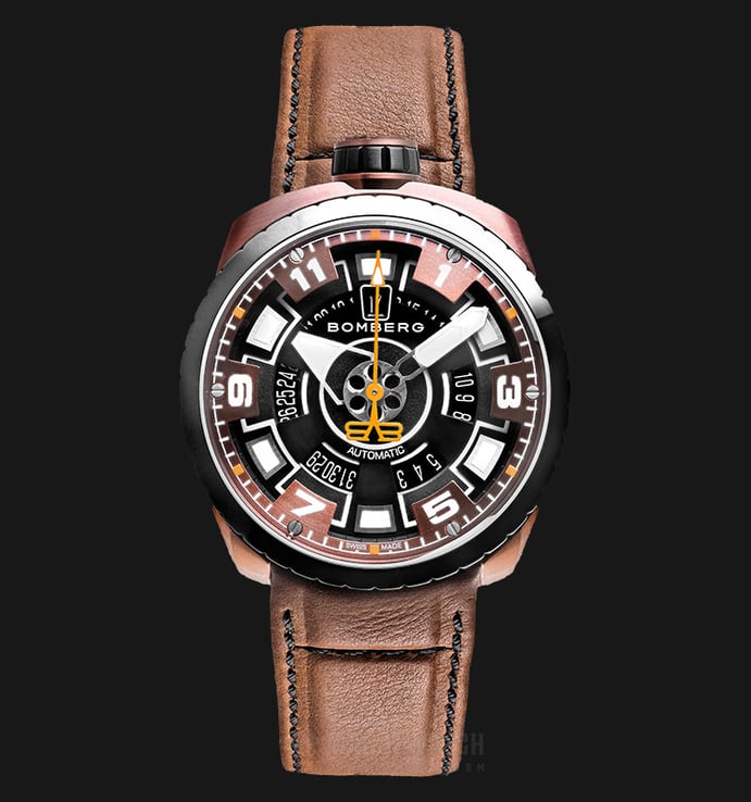 Bomberg Bolt-68 Brown Sapphire BS45APBRBA.045-2.3 Automatic Black Dial Brown Leather Strap
