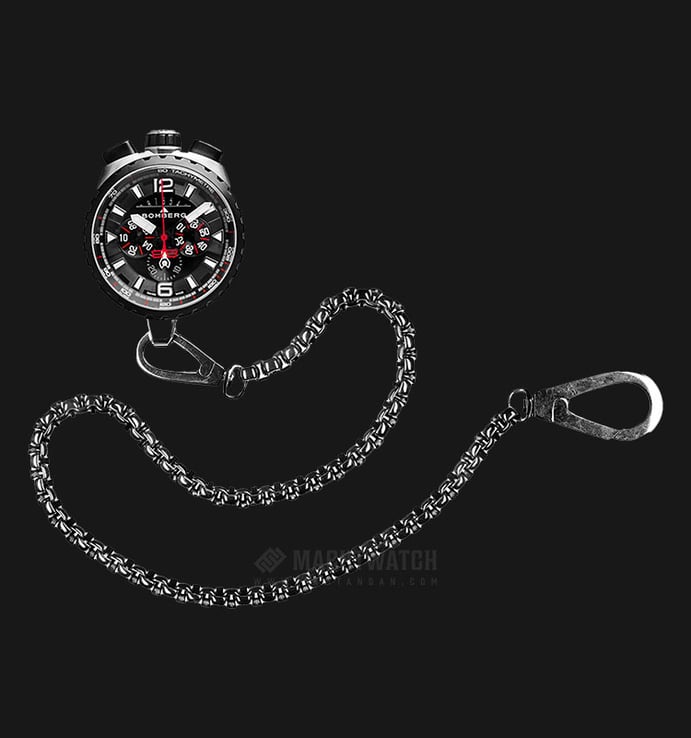 Bomberg Bolt-68 Black&Red Sapphire BS45CHSP.050-4.3 Chronograph Black Dial Black Leather Strap