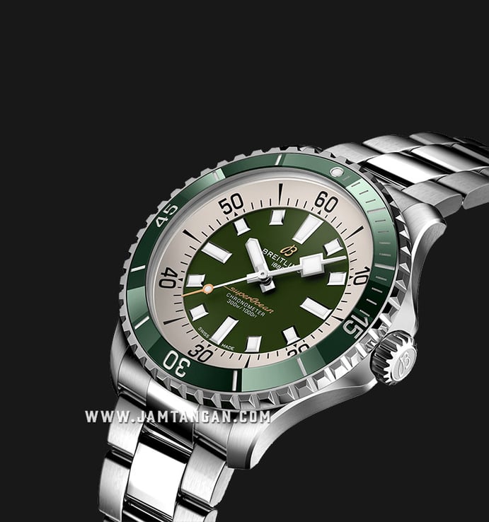 Breitling Superocean A17376A31L1A1 Chronometer Automatic 44 Green Dial Stainless Steel Strap