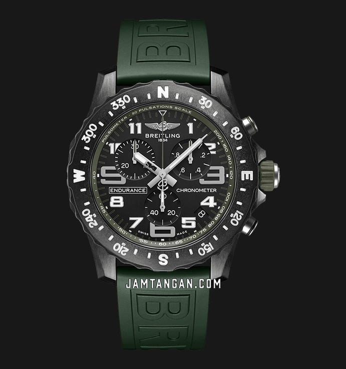 Breitling Professional X82310D31B1S1 Endurance Pro Men Chronometer Black Dial Green Rubber Strap