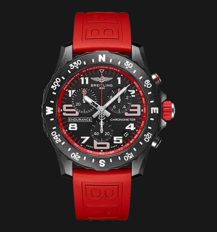Breitling Professional X82310D91B1S1 Endurance Pro Men Chronometer Dual Tone Dial Red Rubber Strap