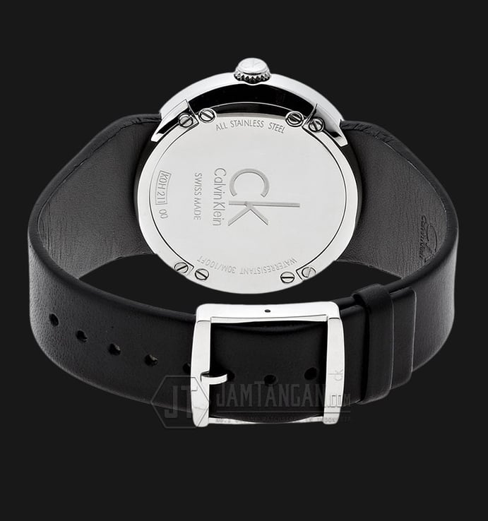 Calvin Klein K0H21120 Trust Silver Dial Black Leather Strap Watch