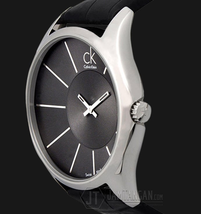 Calvin Klein K0S21107 Deluxe Black Dial Black Leather Strap Watch