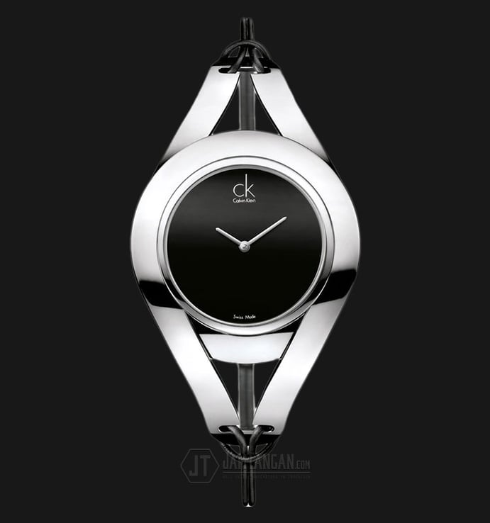 Calvin Klein K1B33102 Sophistication Black Dial Black Leather Strap Watch