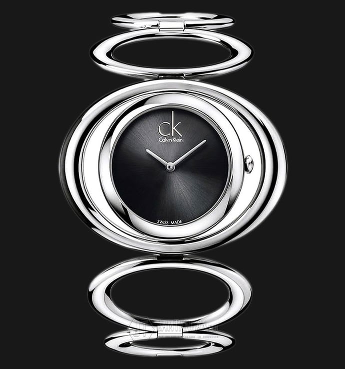 Calvin Klein K1P23102 Graceful Black Dial Stainless Steel Strap Watch