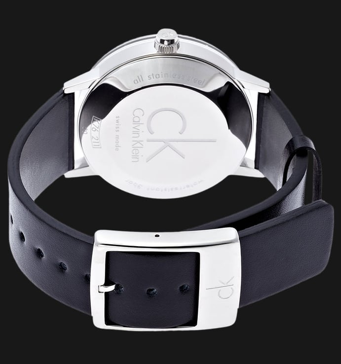 Calvin Klein K7621107 Post Minimal Black Dial Black Leather Strap Watch