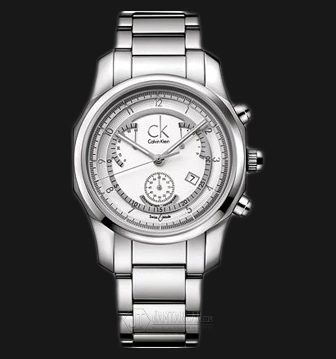 Calvin Klein K7731126 Biz Chronograph White Dial Stainless Steel Strap Watch