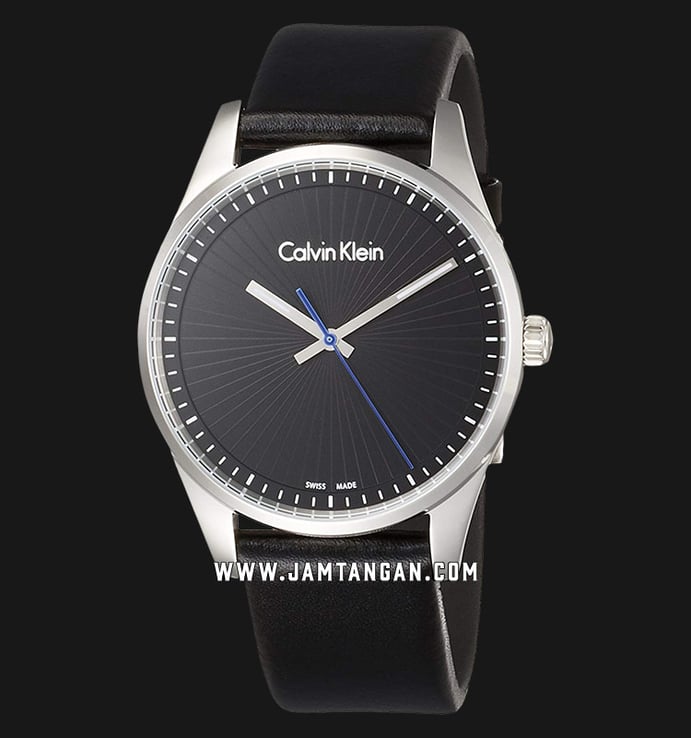 Calvin Klein Steadfast K8S211C1 Men Black Dial Black Leather Strap