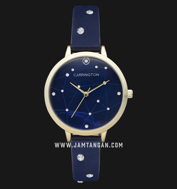 Carrington CT-2012-04 Blue Mother of Pearl with Pattern Dial Blue Satin Strap