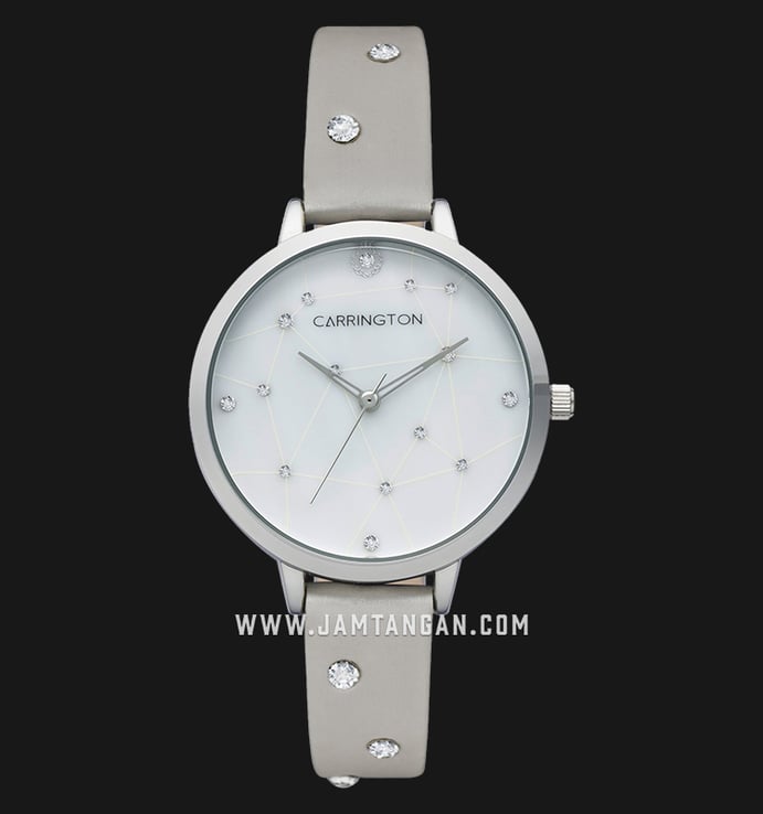 Carrington CT-2012-06 White Mother of Pearl with Pattern Dial Gray Satin Strap