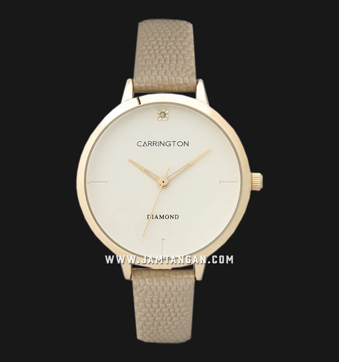 Carrington Claire CT-2013-03-SET3 Champagne Sandblasted Dial Beige Leather Strap + Extra Strap
