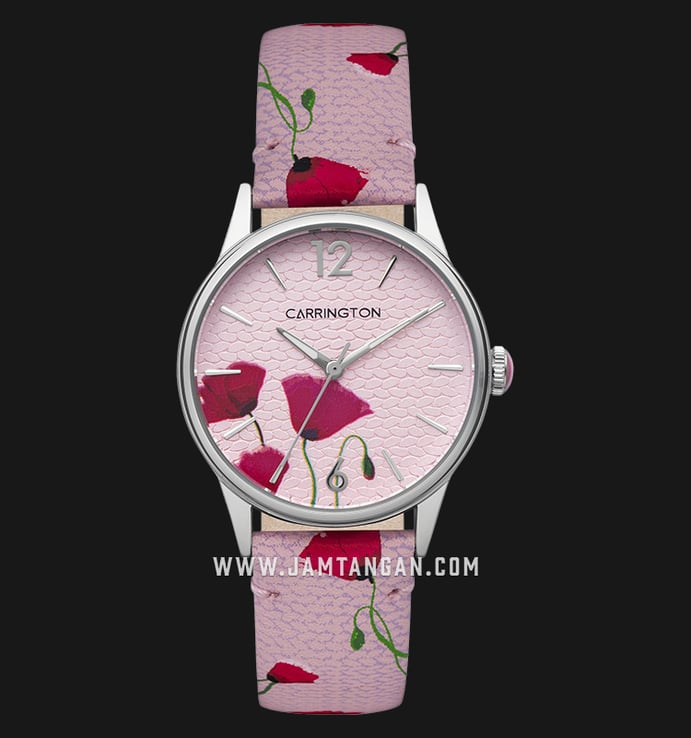 Carrington Cordelia CT-2018-01 Pink with Floral Printed Dial Pink Leather Strap