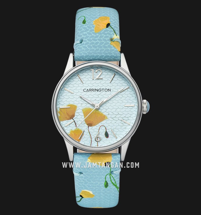 Carrington Cordelia CT-2018-02 Blue with Floral Printed Dial Blue Leather Strap