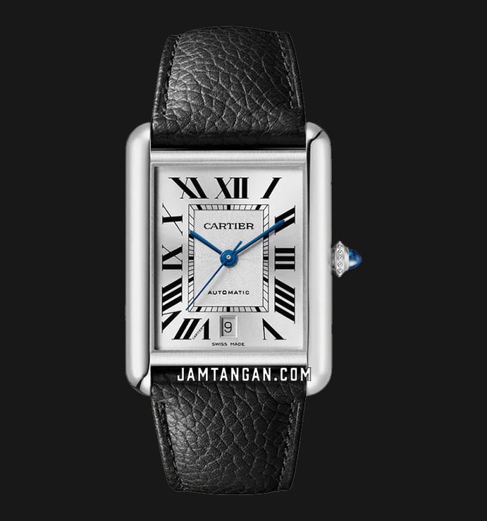 Cartier Tank Must WSTA0040 Automatic Silver Dial Black Grained Calfskin Strap