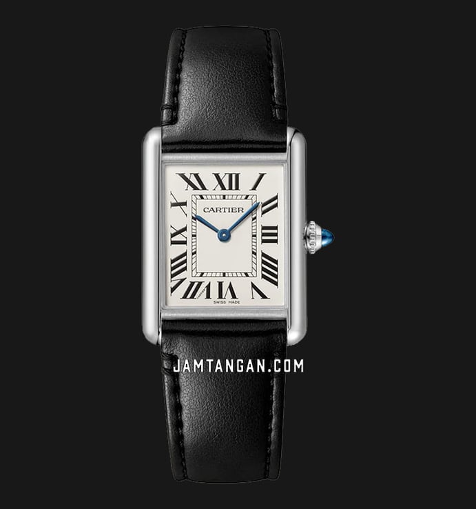 Cartier Tank Must WSTA0059 SolarBeat Silver Dial Black Leather Strap