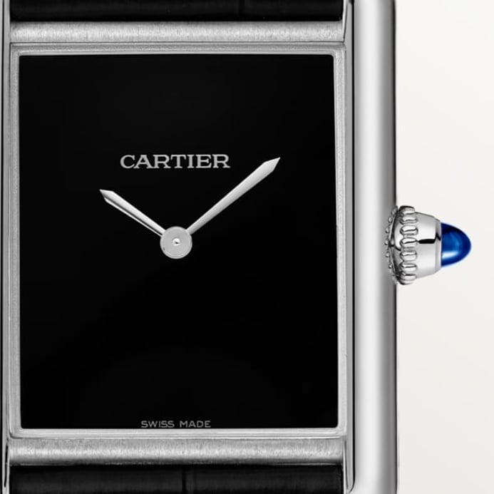 Cartier Tank Must De Cartier WSTA0072 Black Lacquered Dial Black Alligator Strap