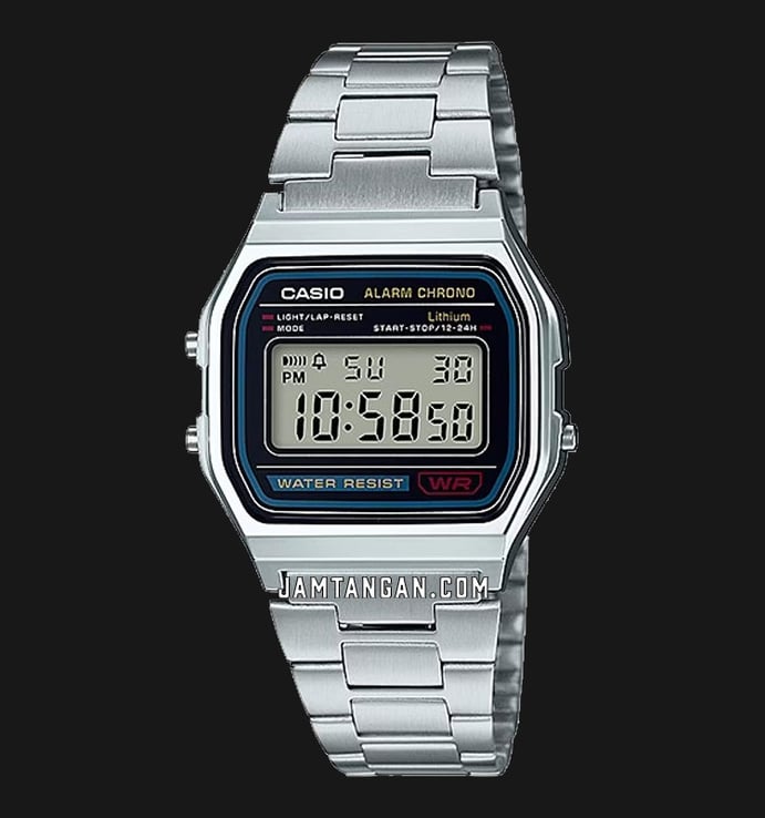 Casio General A158WA-1DF Digital Dial Stainless Steel Band