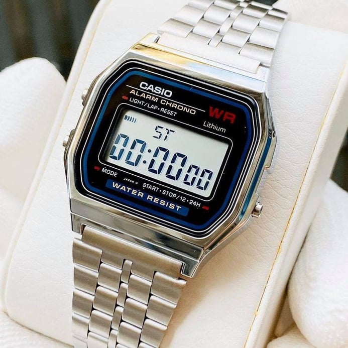 Casio General A159W-N1DF Retro Digital Dial Stainless Steel Band