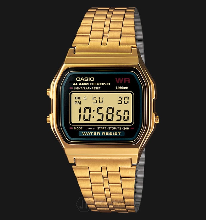 Casio General A159WGEA-1DF Retro Digital Dial Gold Tone Stainless Steel Band