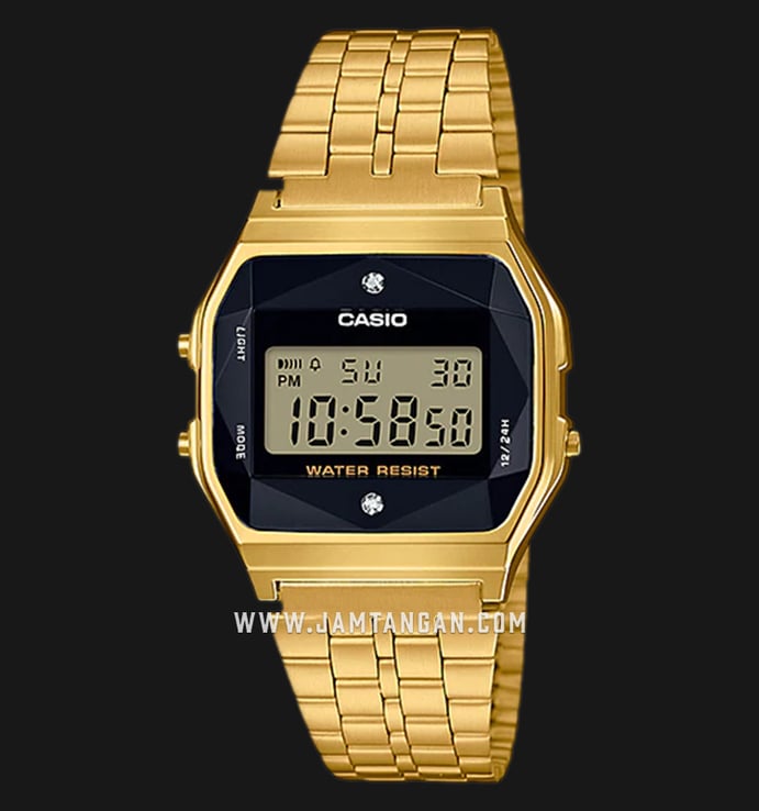 Casio General A159WGED-1DF Digital Dial Gold Stainless Steel Band
