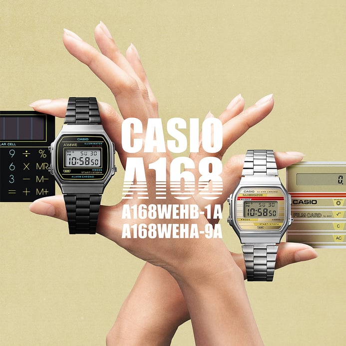 Casio General A168WEHA-9ADF Vintage Heritage Colors Digital Dial Stainless Steel Band