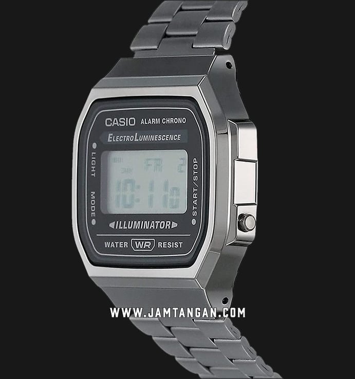 Casio General A168WGG-1ADF Vintage Digital Dial Grey Stainless Steel Band