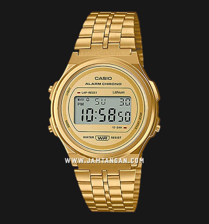 Casio General A171WEG-9ADF Digital Dial Gold Stainless Steel Band