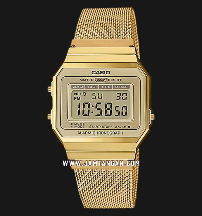 Casio General A700WMG-9ADF Vintage Digital Dial Gold Mesh Band