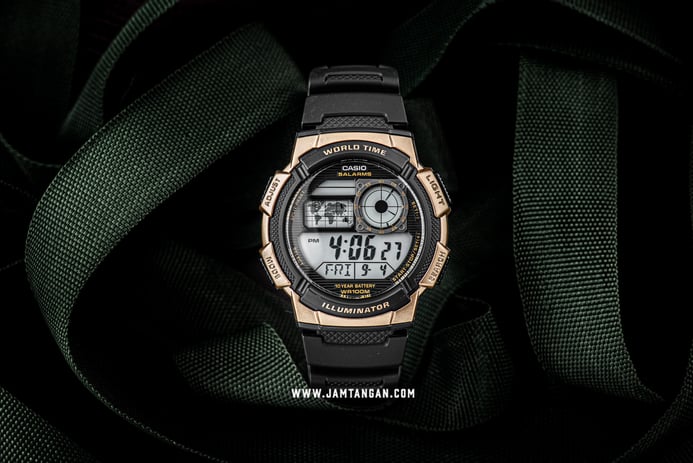 Casio AE-1000W-1A3VDF - 10 Year Battery - Water Resistance 100M Black Resin Band