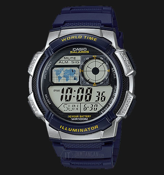 Casio General AE-1000W-2AVDF 10 Year Battery Water Resistance 100M Blue Resin Band