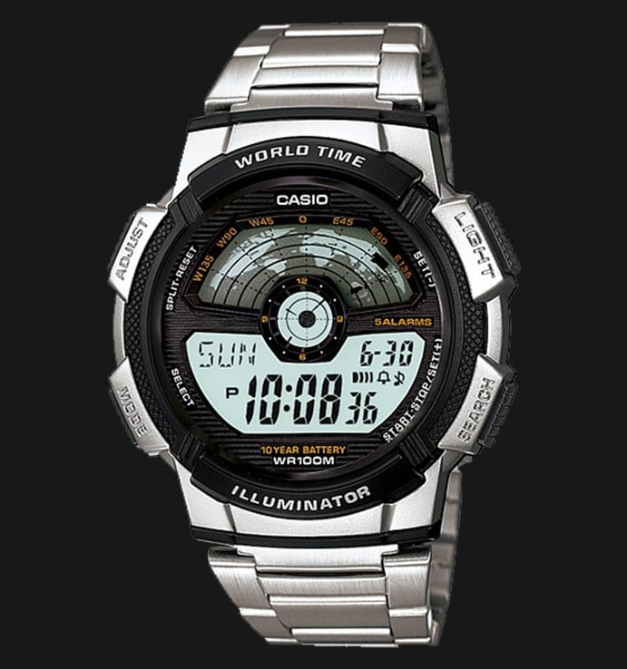 Casio General AE-1100WD-1AVDF Digital Dial Stainless Steel Band