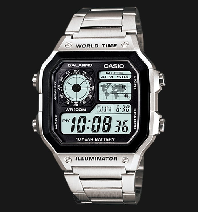 Casio General AE-1200WHD-1AVDF Water Resistant 100M Stainless Steel Band