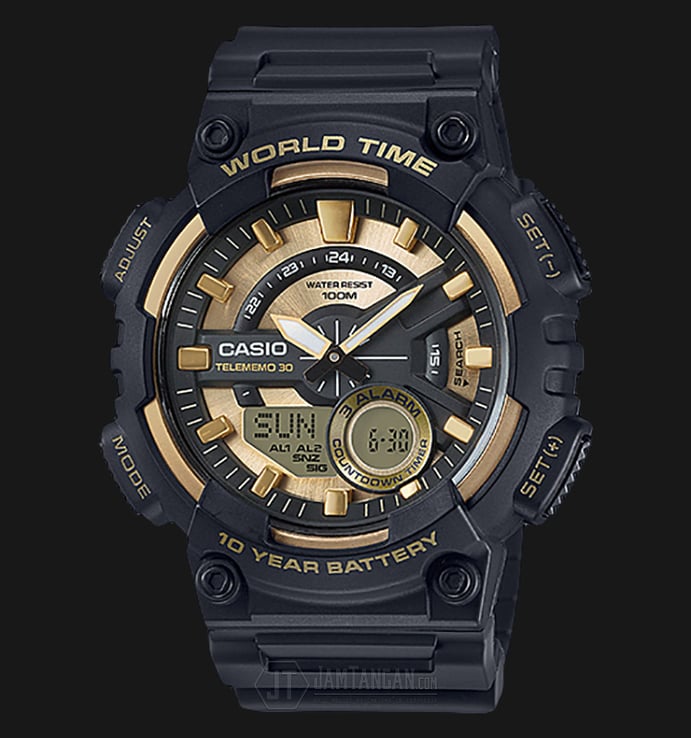 Casio General AEQ-110BW-9AVDF Water Resistant 100M Black Resin Band