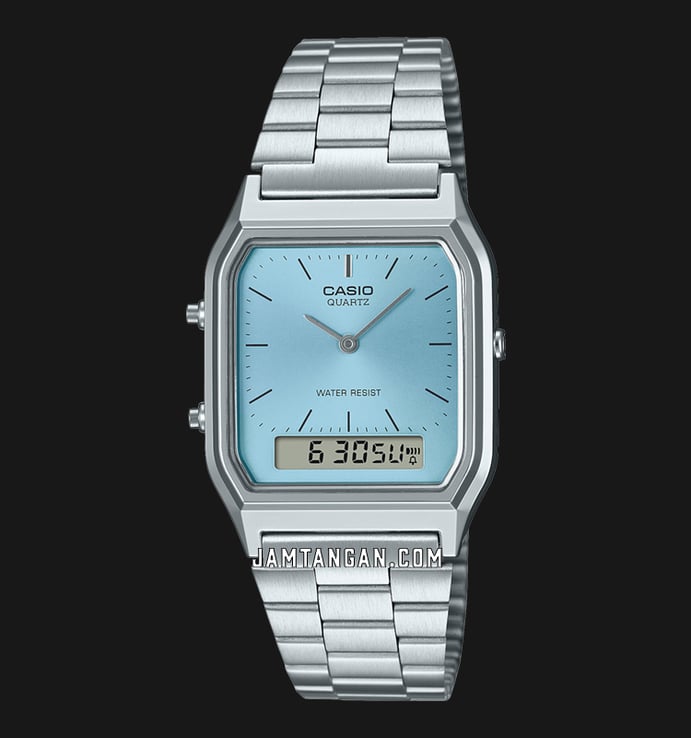 Casio General AQ-230A-2A1MQYDF Vintage Digital Analog Blue Dial Stainless Steel Band