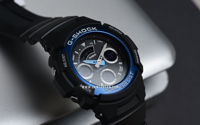 Casio G-Shock AW-591-2ADR Men Black Digital Analog Dial Black Resin Band