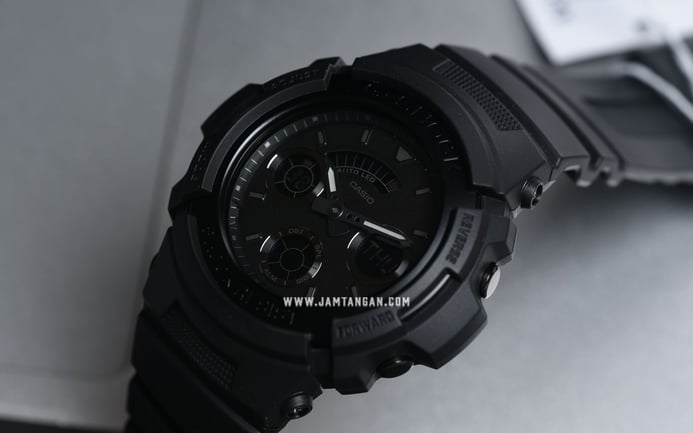 Casio G-Shock AW-591BB-1ADR Military Black Series Digital Analog Dial Black Resin Band