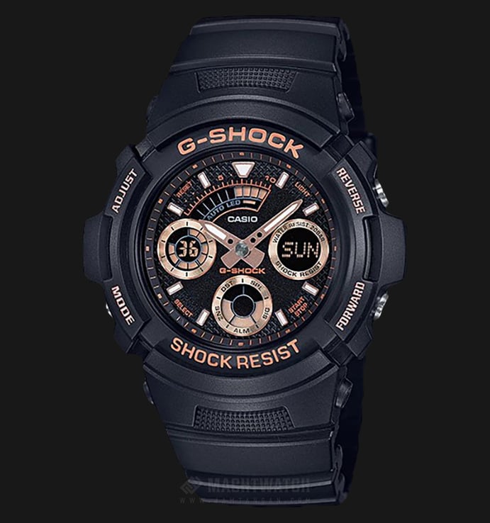 Casio G-Shock Special Color Models AW-591GBX-1A4DR Black Digital Analog Dial Black Resin Band