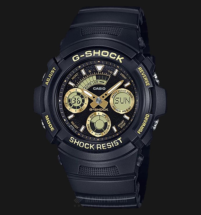 Casio G-Shock Special Color Models AW-591GBX-1A9DR Black Digital Analog Dial Black Resin Band