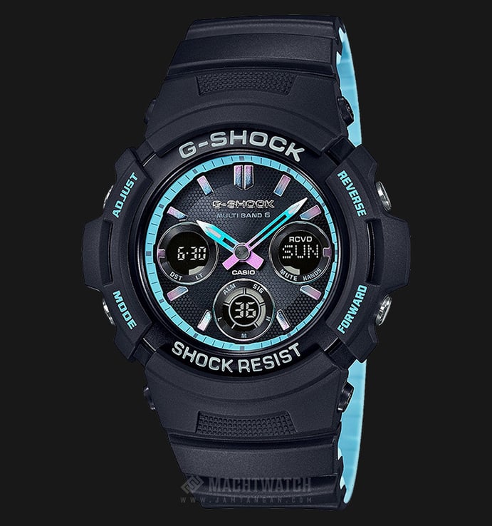 Casio G-Shock Multiband 6 AWG-M100SPC-1AJF Men Black Digital Analog Dial Black Resin Strap