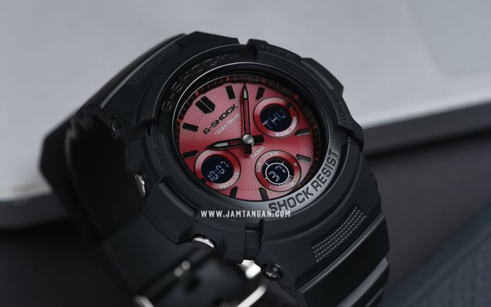 Casio G-Shock AWR-M100SAR-1ADR Black X Red Series Digital Analog Dial Black Resin Band
