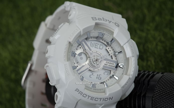 Casio Baby-G BA-110-7A3DR Street Style Digital Analog Dial White Resin Band